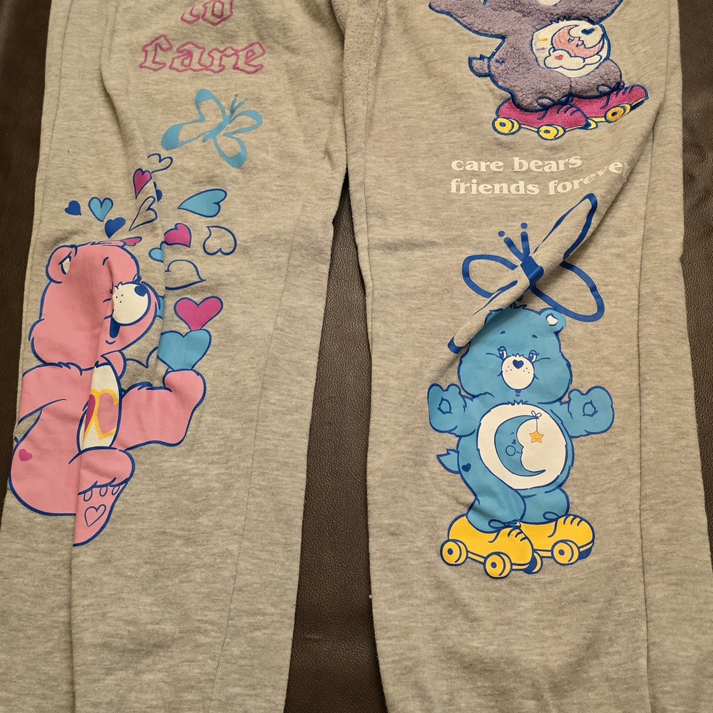 Care Bears Pink and Gray Track Pants with Nostalgic Graphics